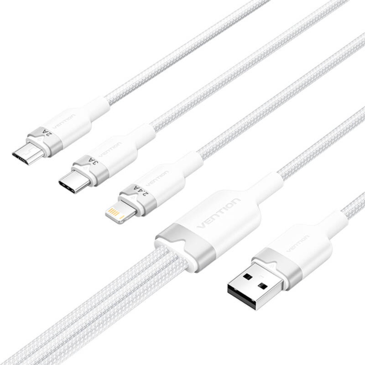Καλώδιο USB 2.0 A σε 3in1 3A Vention CTPWG 1.5M (λευκό)