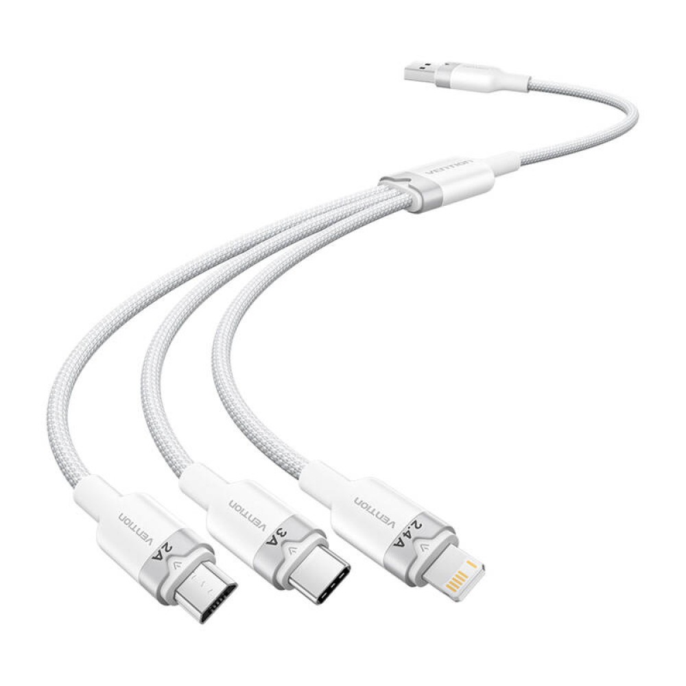 Καλώδιο USB 2.0 A σε 3in1 3A Vention CTPWG 1.5M (λευκό)