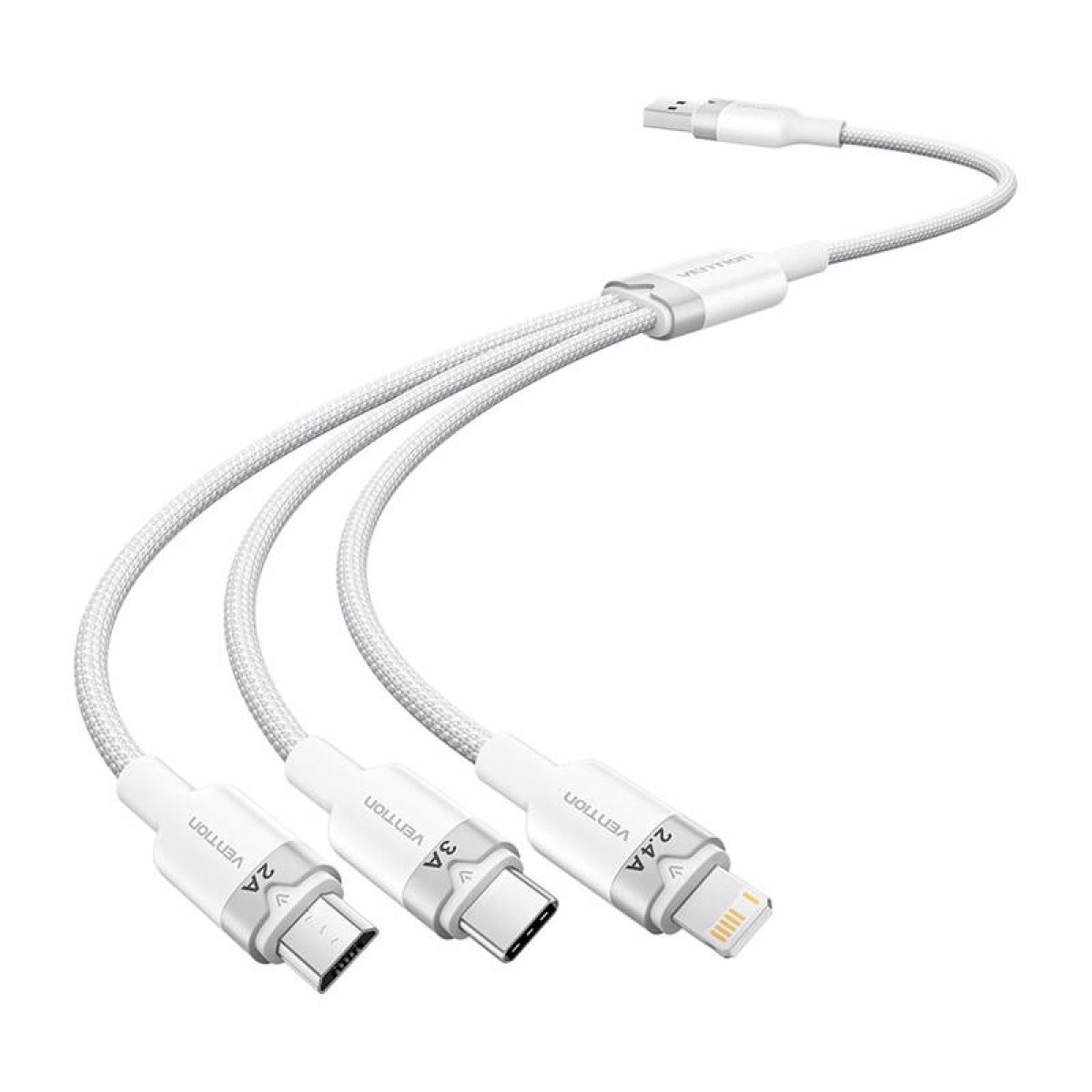 Καλώδιο USB 2.0 A σε 3in1 3A Vention CTPWG 1.5M (λευκό)