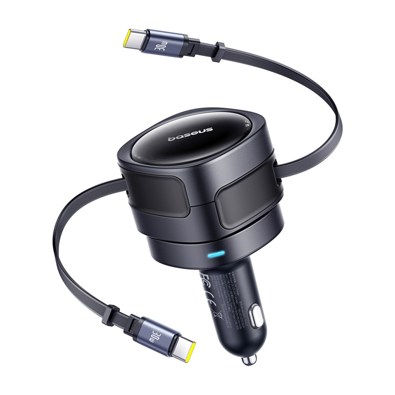Baseus Enjoyment Max φορτιστής αυτοκινήτου με καλώδια USB-C+USB-C 60W Μαύρο