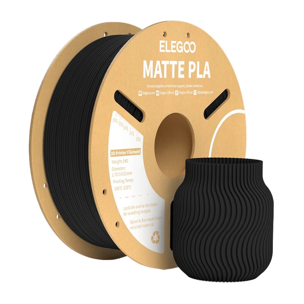 νήμα PLA Matte ELEGOO (Μαύρο)