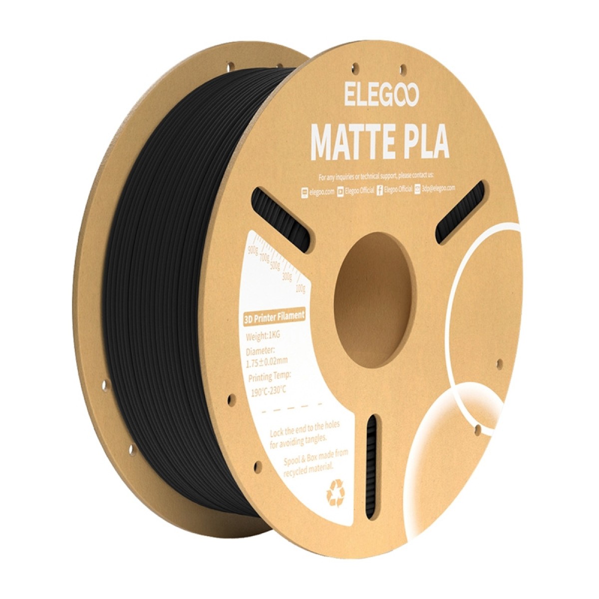 νήμα PLA Matte ELEGOO (Μαύρο)