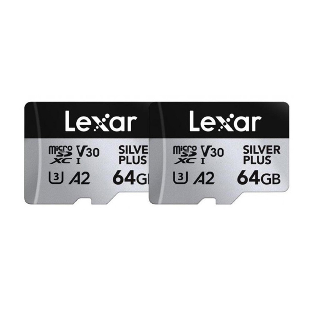 Σετ 2 καρτών μνήμης Lexar High-Performance Silver Plus microSDXC 2x64GB + προσαρμογέας