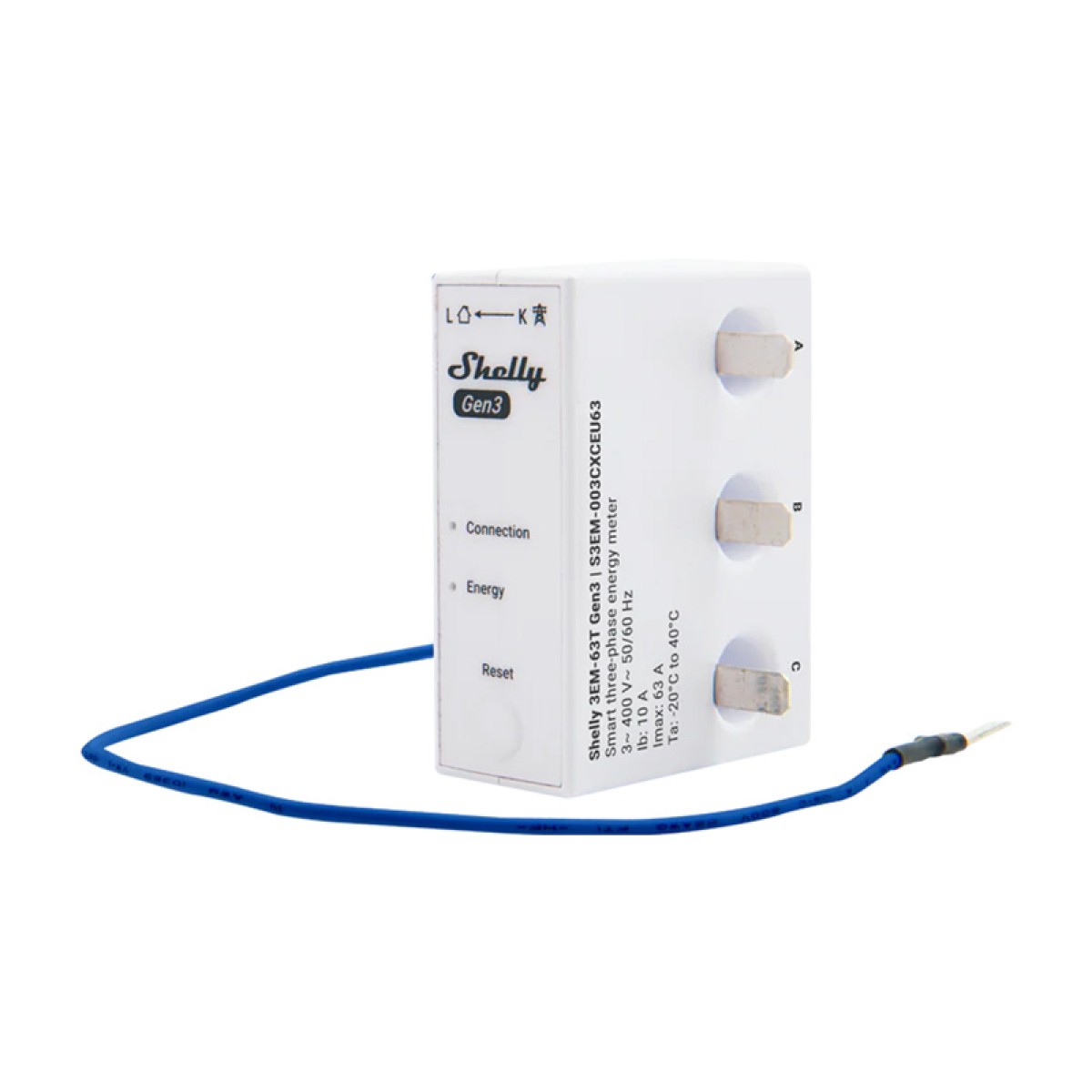 Shelly 3EM-63T Gen3 μετρητής ενέργειας WiFi 1/3 καναλιών (επίπεδος ακροδέκτης)