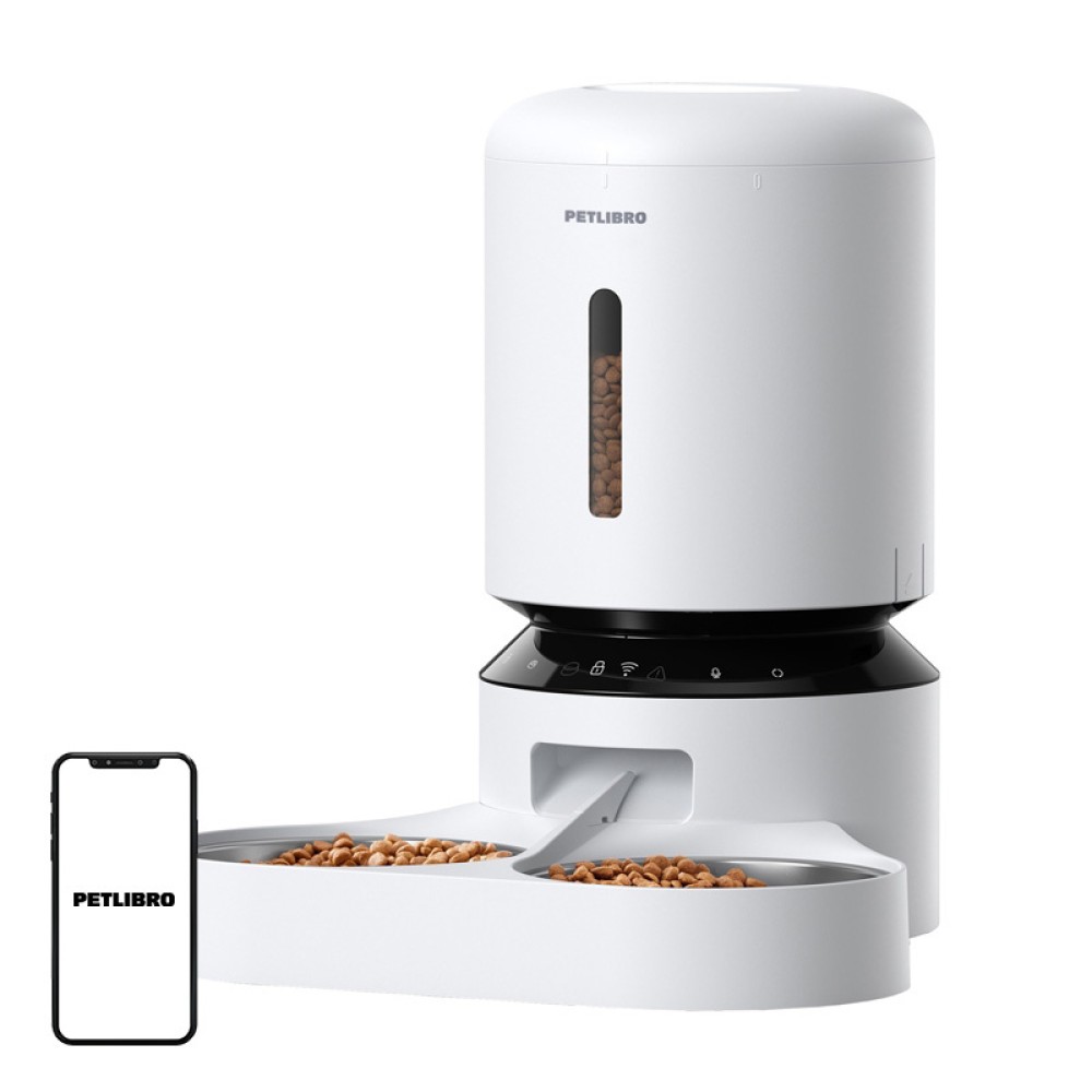 Petlibro Granary διανομέας τροφής με διπλό μπολ, Wifi, 5L (λευκό)