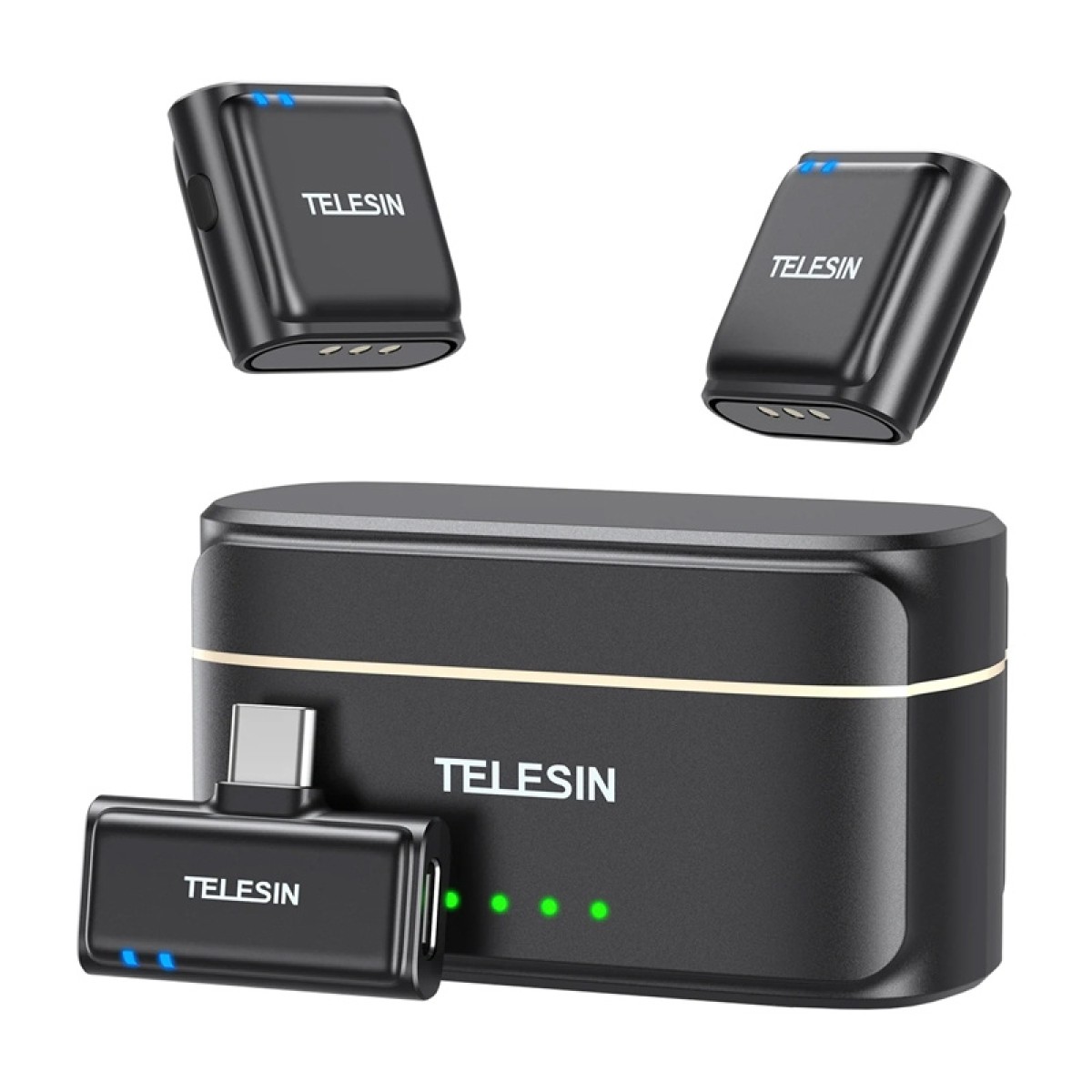Ασύρματο μικρόφωνο γραβάτας TELESIN + powerbank για τηλέφωνα (USB-C)