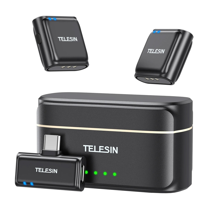 Ασύρματο μικρόφωνο γραβάτας TELESIN + powerbank για τηλέφωνα (USB-C)