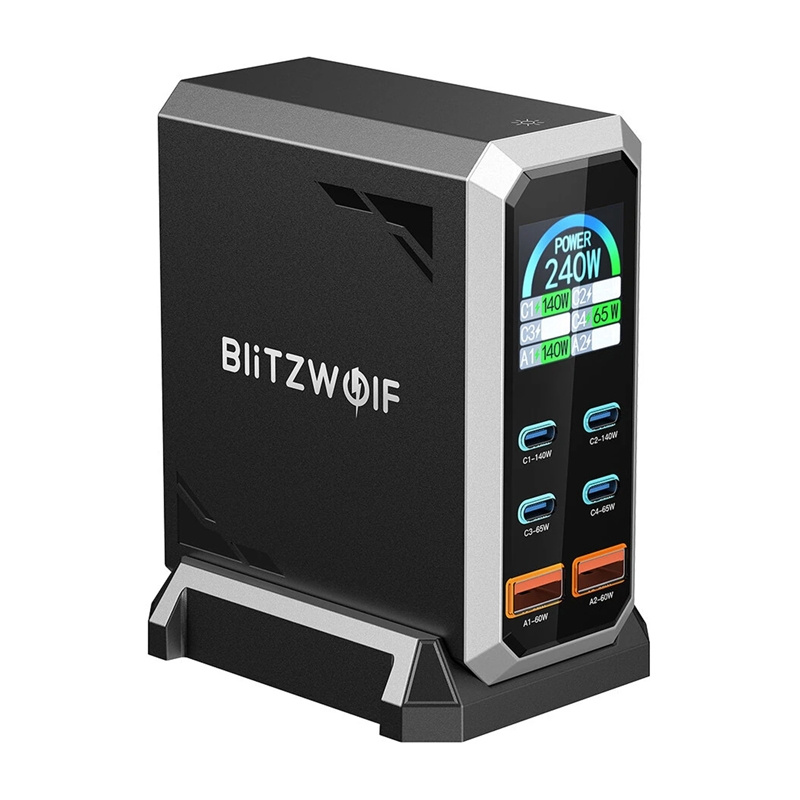 Φορτιστής δικτύου Blitzwolf BW-S31 2xUSB-A, 4xUSB-C, PD, 240W.