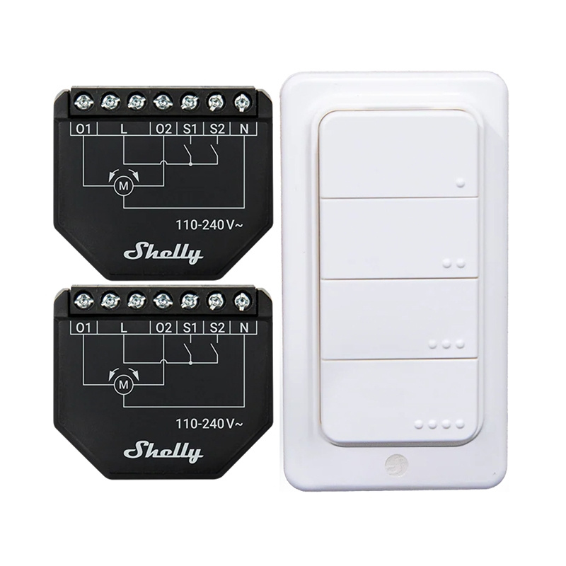 Σετ 2 ελεγκτών WiFi για περσίδες/κουρτίνες Shelly Shutter + BLU RC Button 4