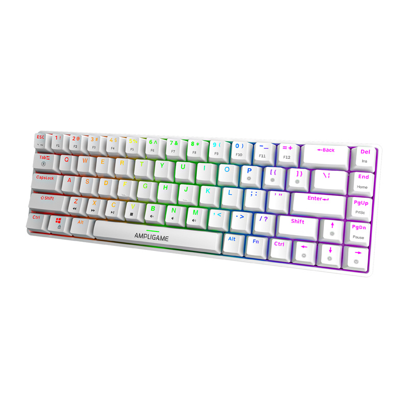 Μηχανικό πληκτρολόγιο Fifine GK1W, 65% RGB (λευκό)