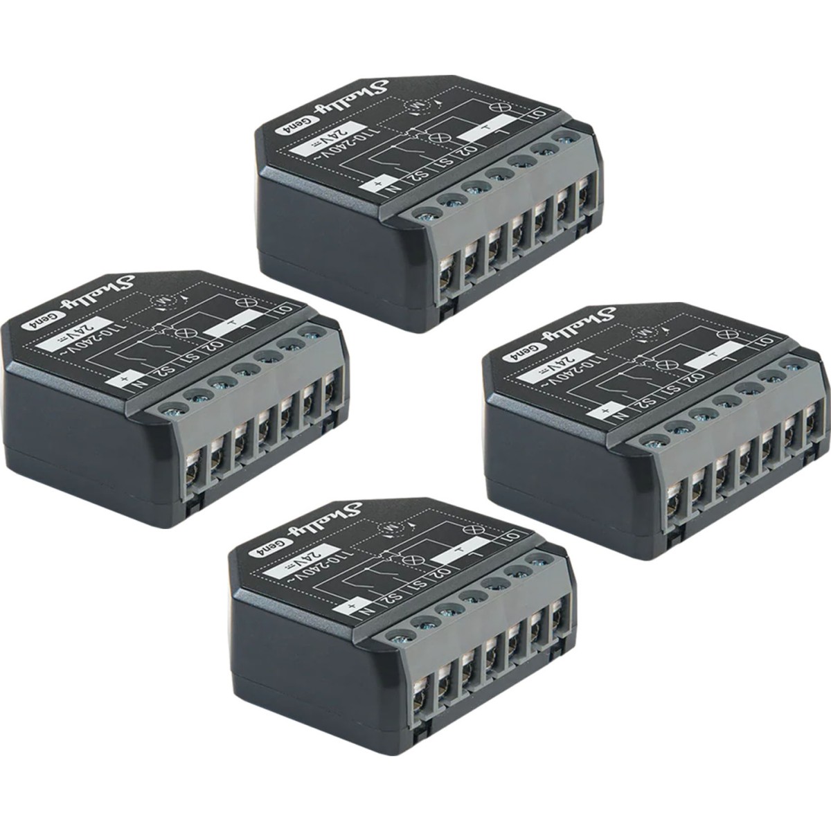 Σετ 4 ελεγκτών Zigbee/Matter Shelly 2PM Gen4