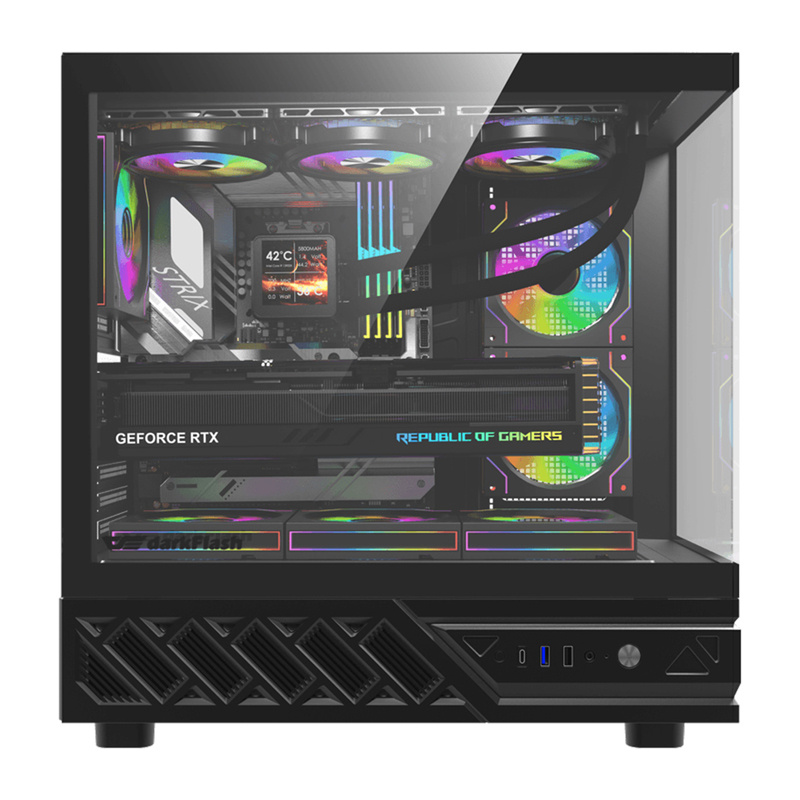 Θήκη υπολογιστή DarkFlash DS950V με οθόνη (μαύρη) + 6 ανεμιστήρες