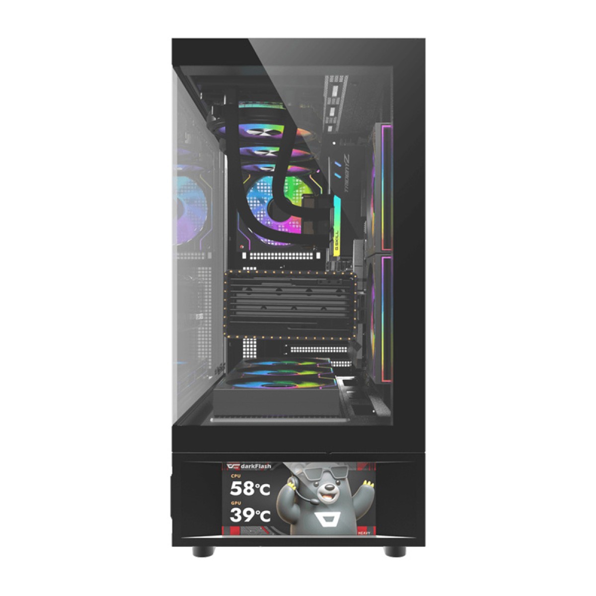 Θήκη υπολογιστή DarkFlash DS950V με οθόνη (μαύρη) + 6 ανεμιστήρες
