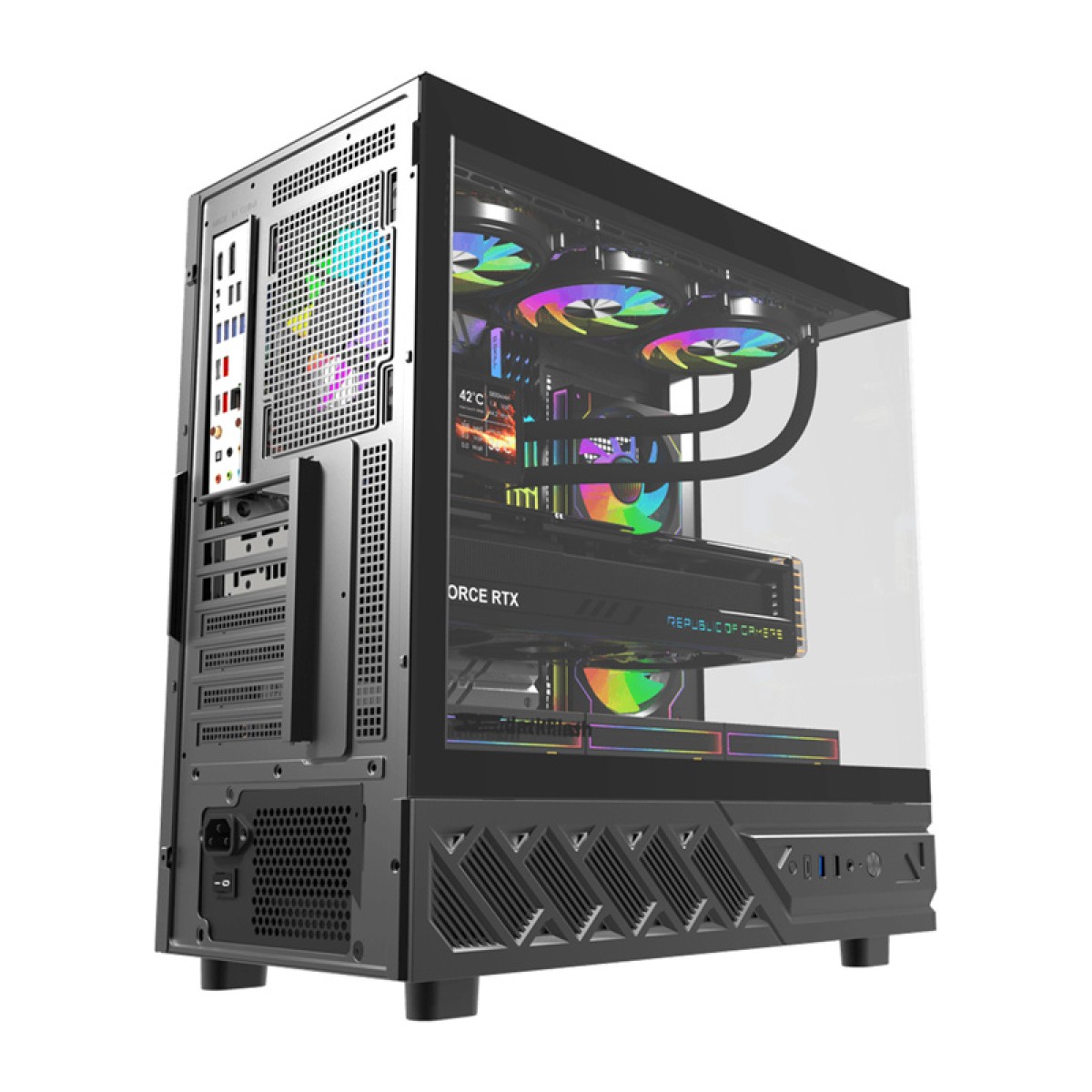 Θήκη υπολογιστή DarkFlash DS950V με οθόνη (μαύρη) + 6 ανεμιστήρες