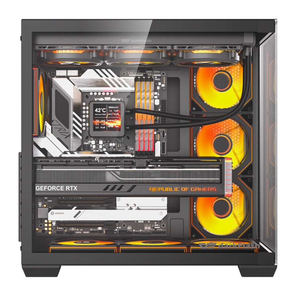 Θήκη υπολογιστή DarkFlash C280 (μαύρη) + 7 ανεμιστήρες