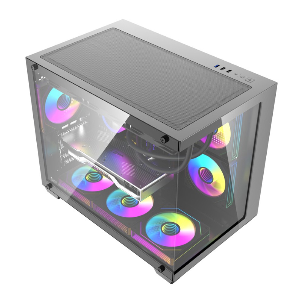 Θήκη υπολογιστή DarkFlash B275 PRO (μαύρη) + 6 ανεμιστήρες