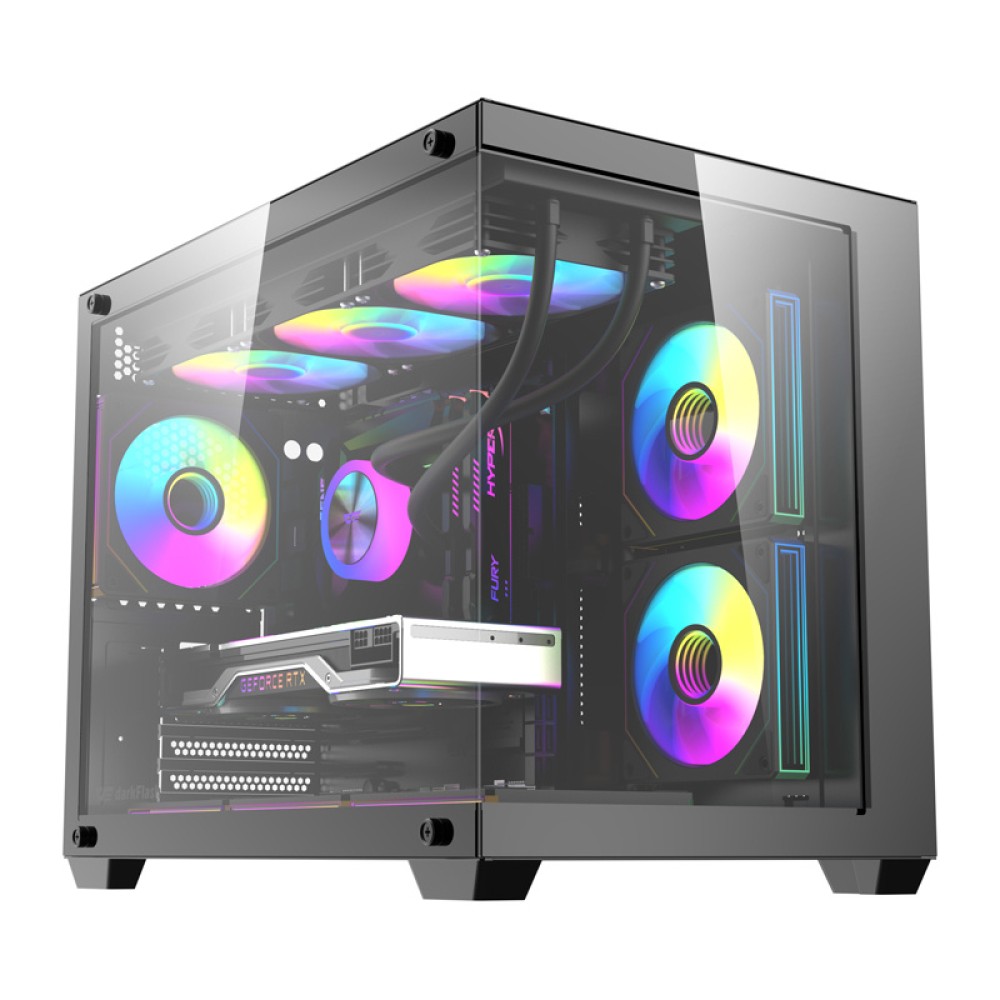 Θήκη υπολογιστή DarkFlash B275 PRO (μαύρη) + 6 ανεμιστήρες