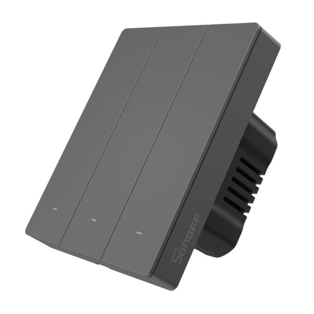 Έξυπνος επιτοίχιος διακόπτης WiFi SONOFF M5-3C-80 (3 καναλιών, για πλαίσιο, γραφίτης)
