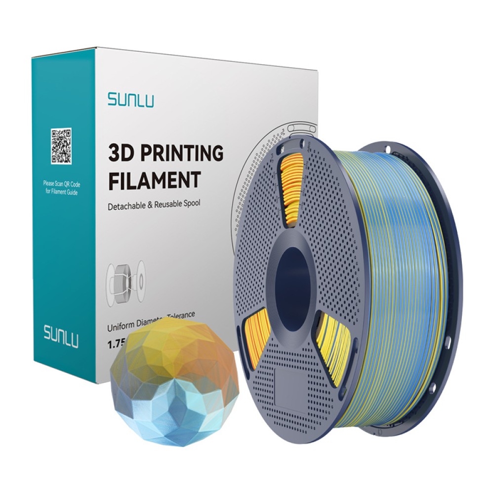 Νήμα Sunlu PLA+ Silk τεσσάρων χρωμάτων (μπλε-μοβ-πορτοκαλί-κίτρινο)