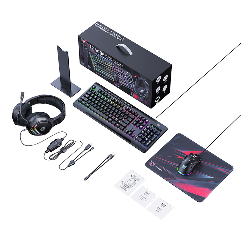 Σετ gaming Onikuma TZ5008 5 σε 1: Πληκτρολόγιο + Ποντίκι + Ακουστικά + Τάπητας ποντικιού + Βάση