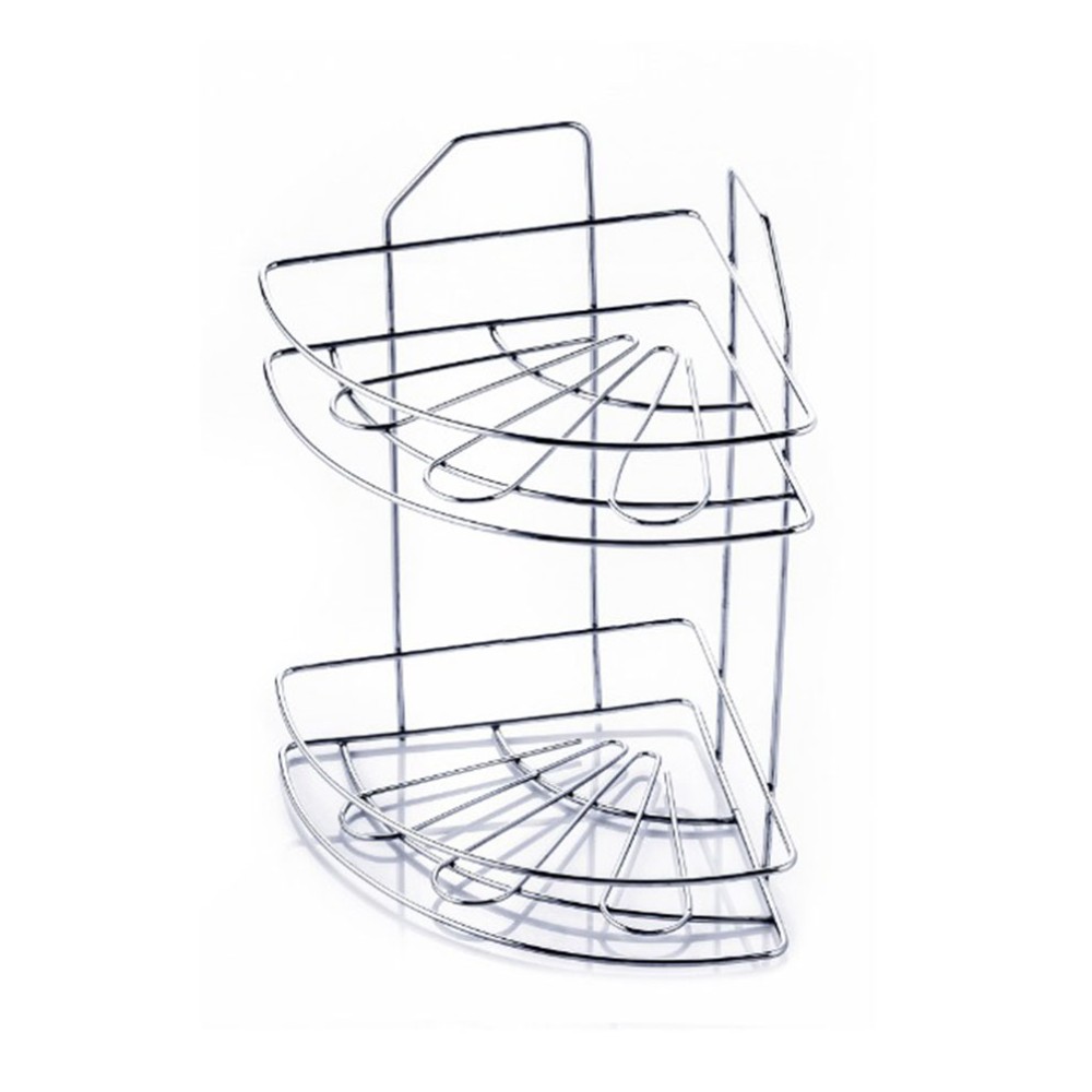 Ραφιέρα μπάνιου γωνιακή με 2 ράφια μεταλλική 47x46x36