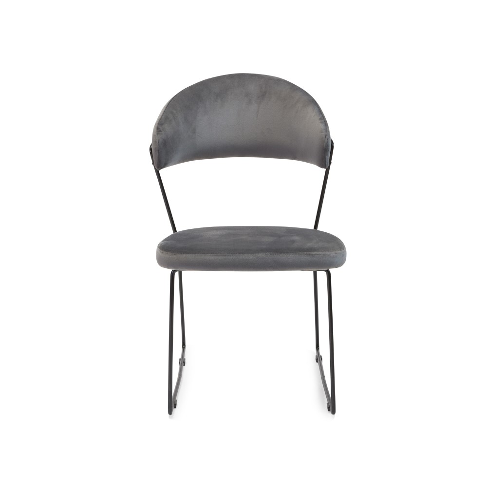 Καρέκλα ''MOON'' σε χρώμα  VELVET ΓΚΡΙ 42x48x85εκ.