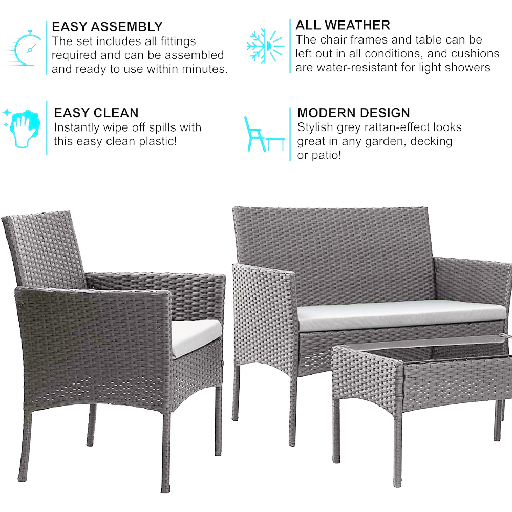 Σαλόνι κήπου Calma σετ 4τμχ rattan γκρι-ύφασμα μπεζ