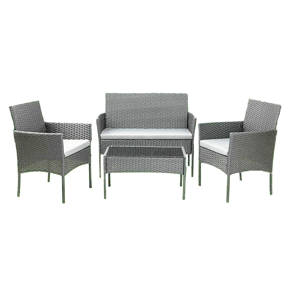 Σαλόνι κήπου Calma σετ 4τμχ rattan γκρι-ύφασμα μπεζ