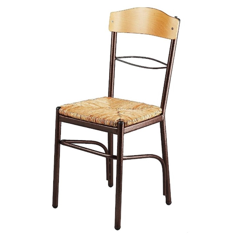 Καρέκλα με φυσική ψάθα σε χρώμα καφέ 40x36x90