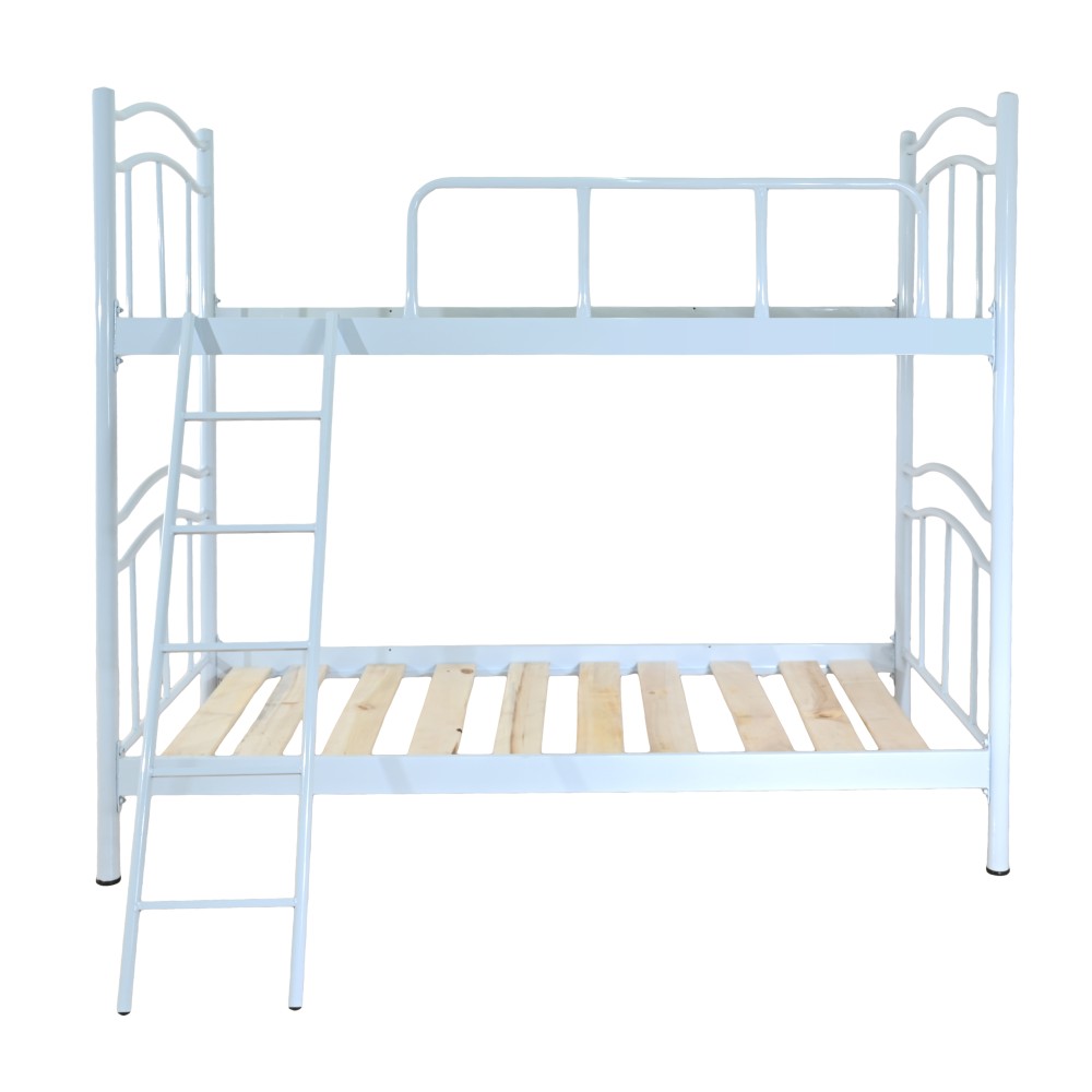 Κρεβάτι-κουκέτα από μέταλλο σε χρώμα λευκό 90x190