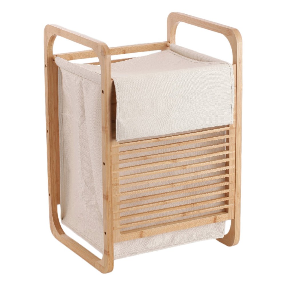 Καλάθι απλύτων από μπαμπού/ύφασμα σε χρώμα φυσικό 40x35x60