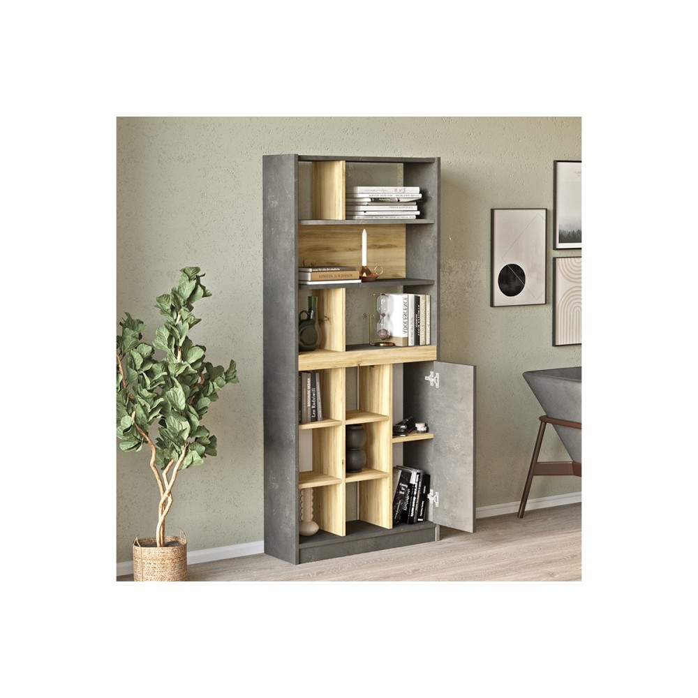 Βιβλιοθήκη "VIANA" σε χρώμα felt/γκρι 76x25x170