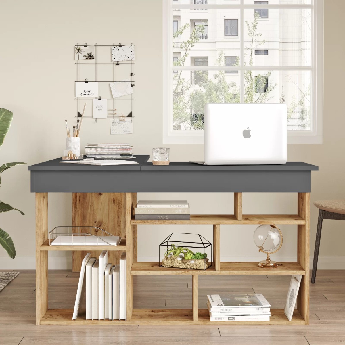 Γραφείο γωνιακό "VIANA" σε χρώμα atlantic pine/ανθρακί 115x120x72