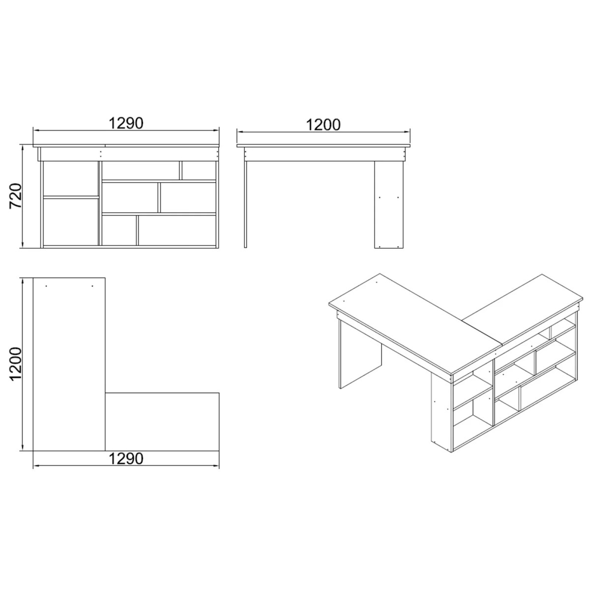 Γραφείο γωνιακό "VIANA" σε χρώμα atlantic pine/ανθρακί 115x120x72