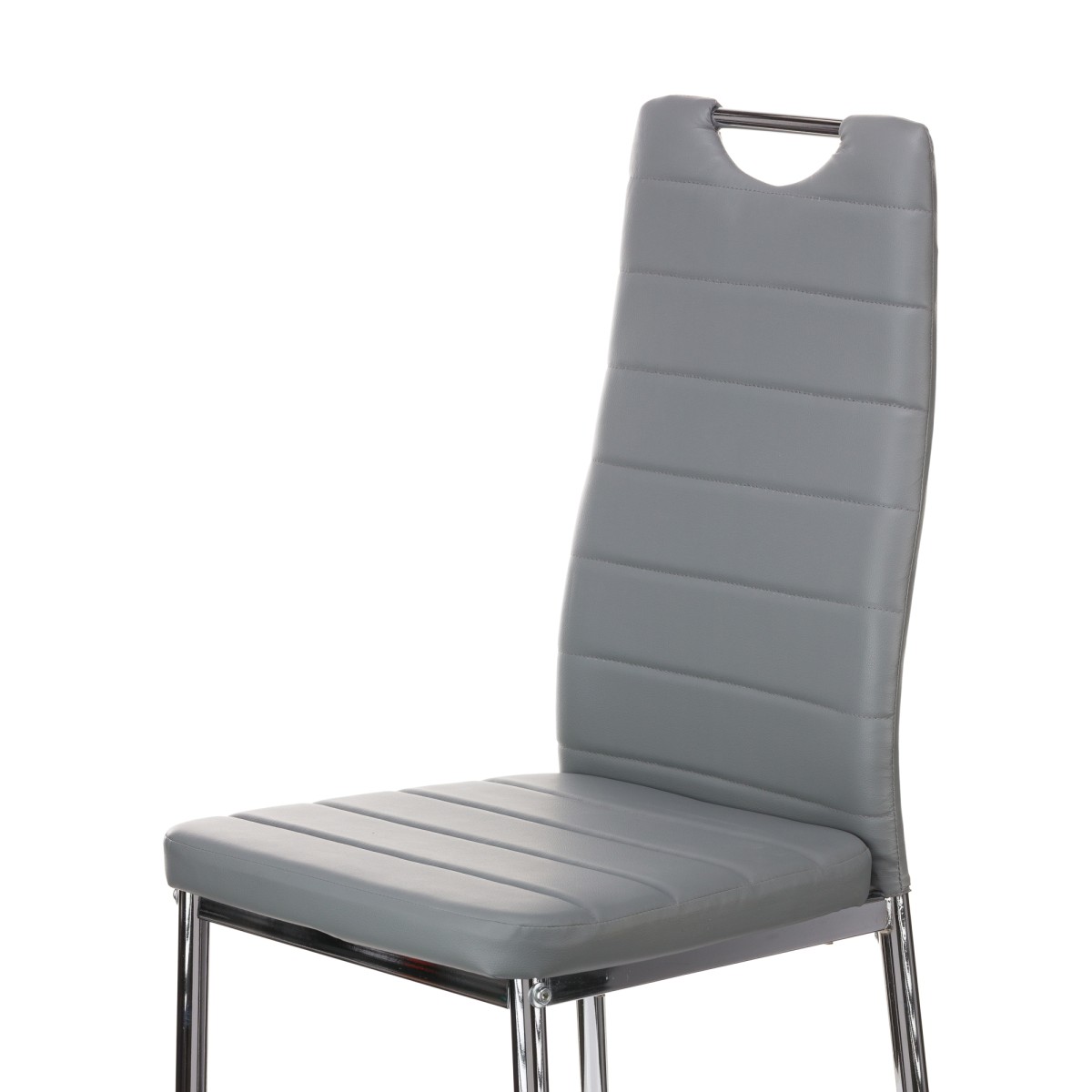 Καρέκλα Tonia PU γκρι-πόδι χρωμίου 52x43x96
