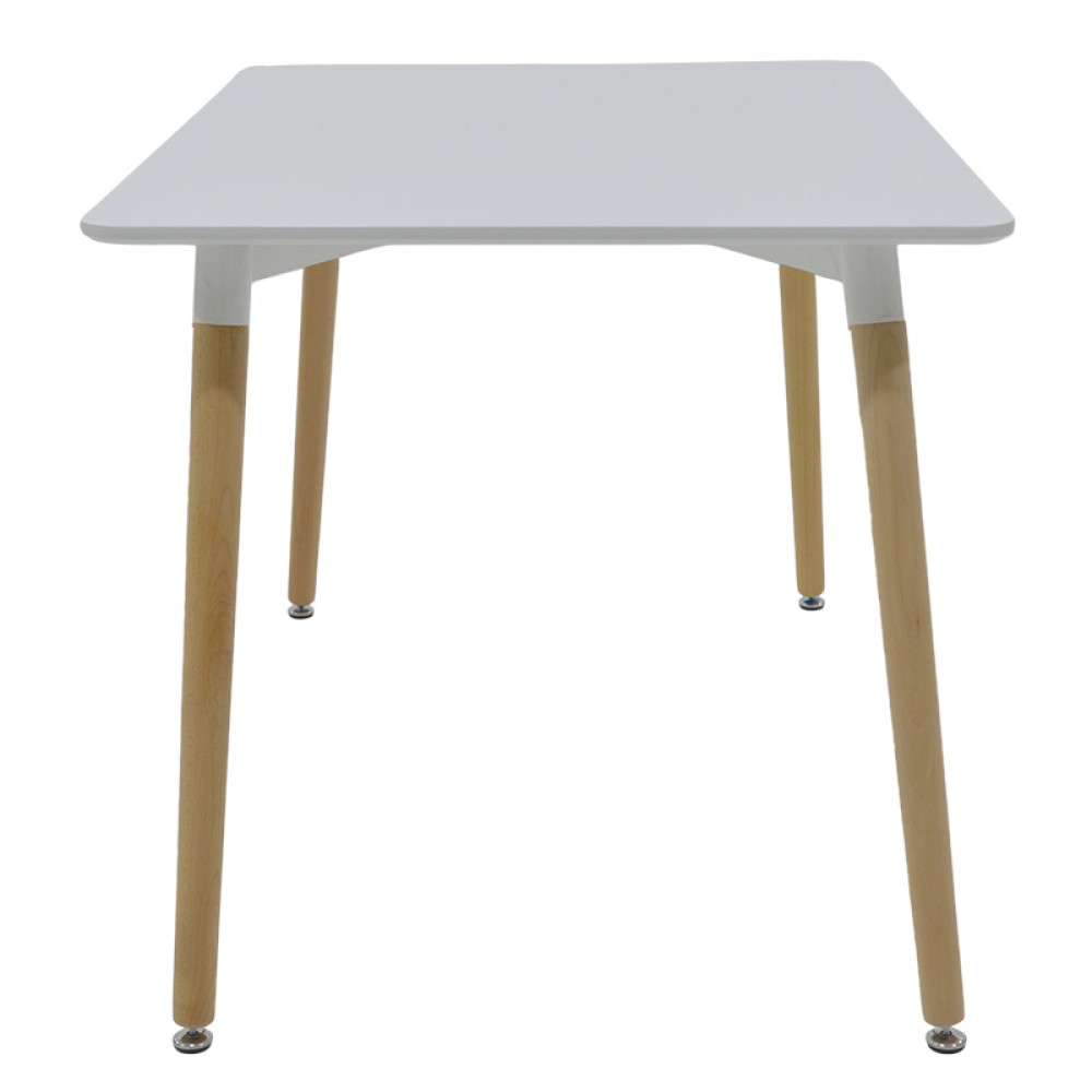 Τραπέζι Snow MDF λευκό-πόδια φυσικό 120x70x76εκ