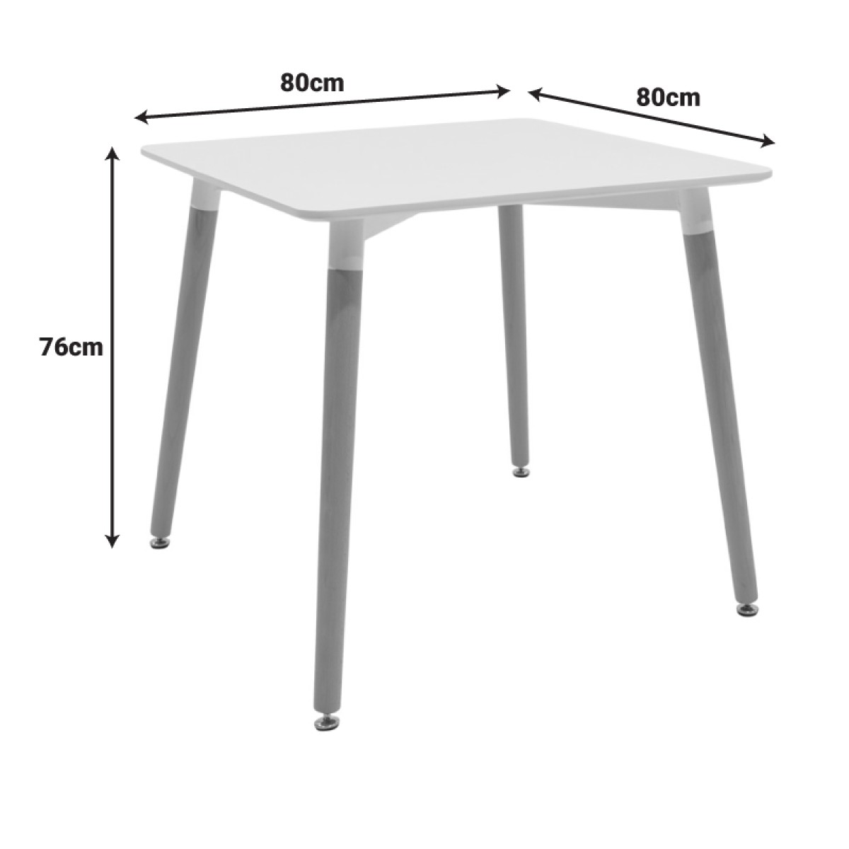 Τραπέζι Snow MDF λευκό-πόδια σε φυσική απόχρωση 80x80x76εκ