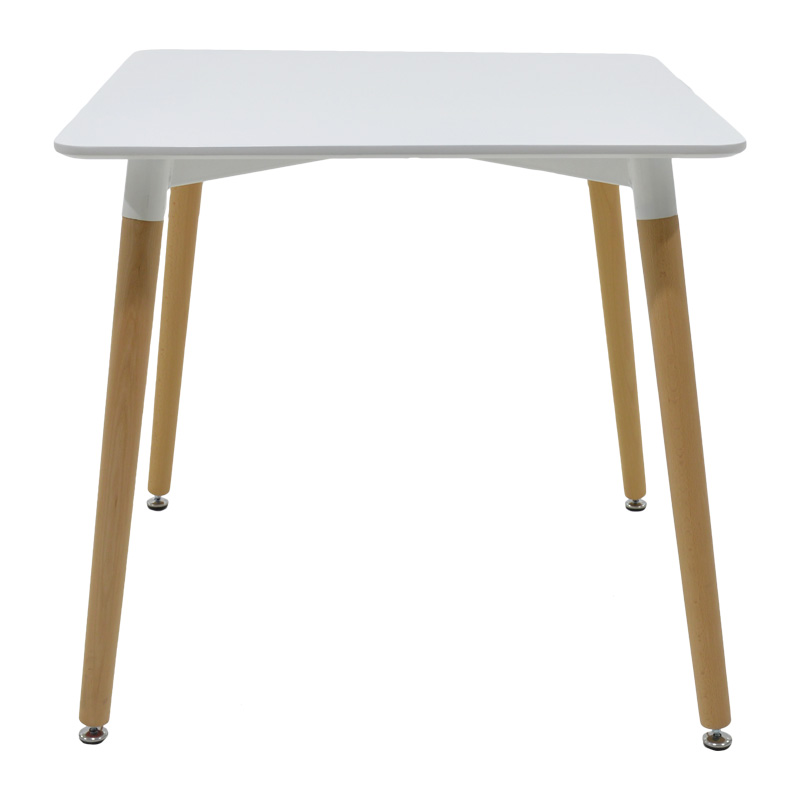 Τραπέζι Snow MDF λευκό-πόδια σε φυσική απόχρωση 80x80x76εκ