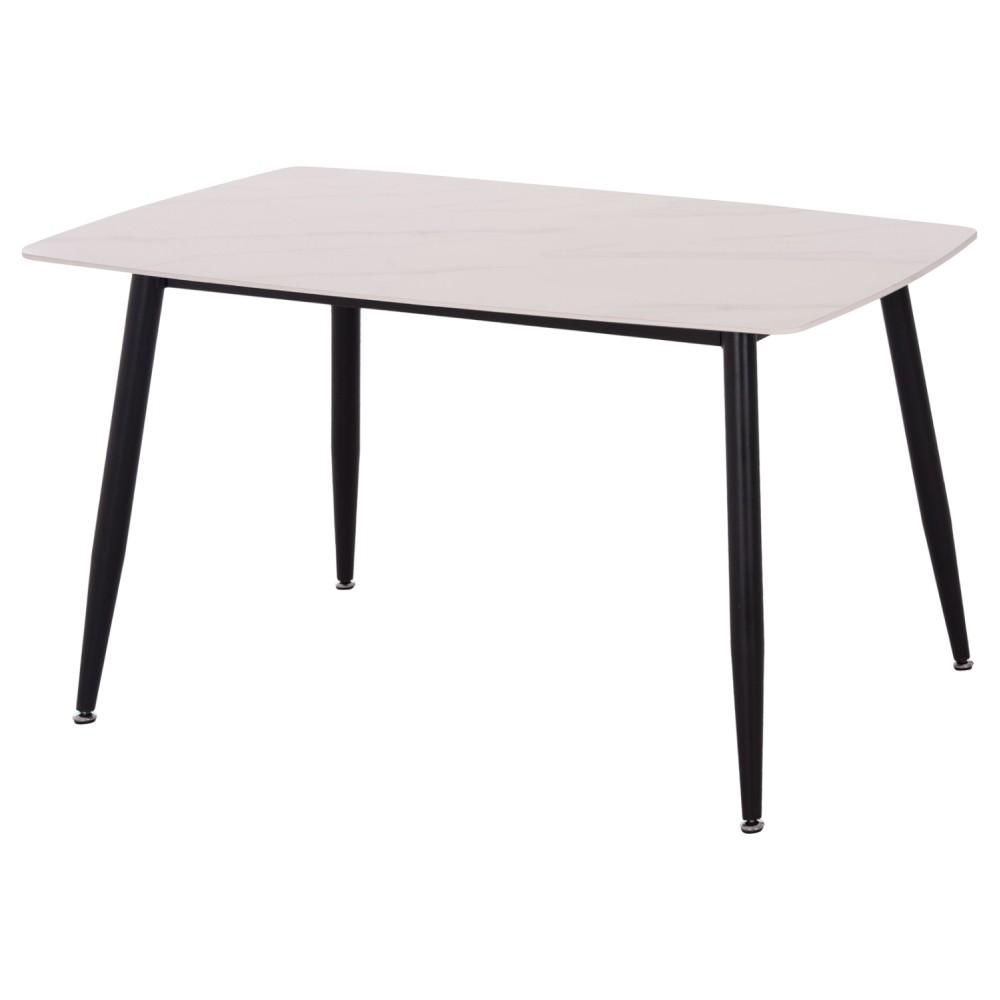 Τραπέζι Rav λευκό μαρμάρου sintered stone-μαύρο μέταλλο 120x70x75