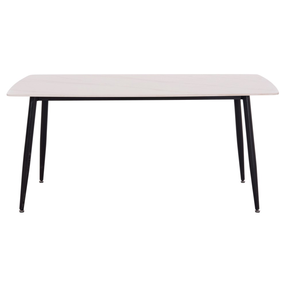 Τραπέζι Rav λευκό μαρμάρου sintered stone-μαύρο μέταλλο 160x90x75