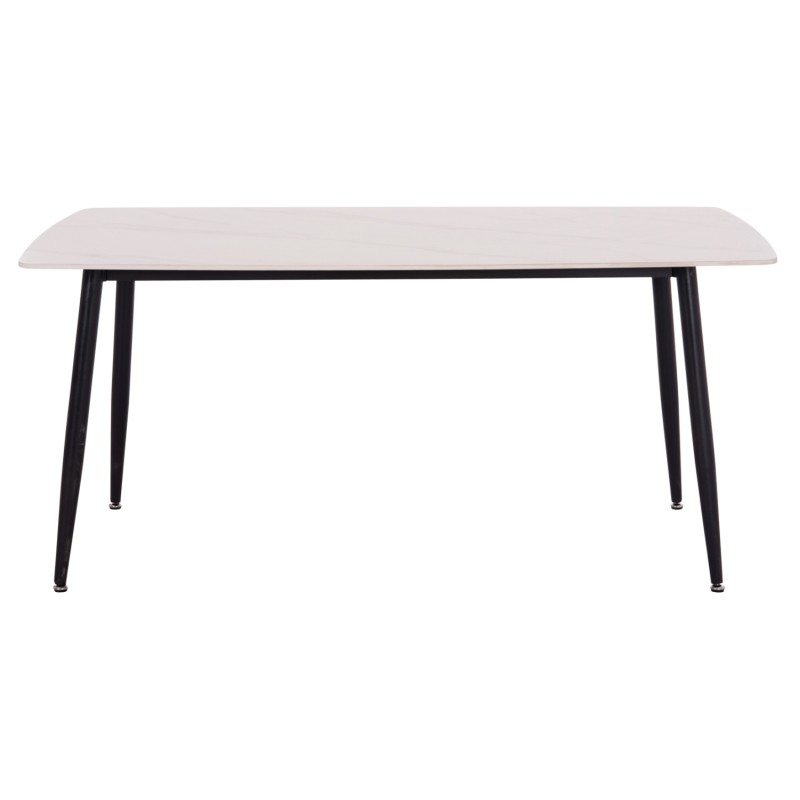 Τραπέζι Rav λευκό μαρμάρου sintered stone-μαύρο μέταλλο 160x90x75