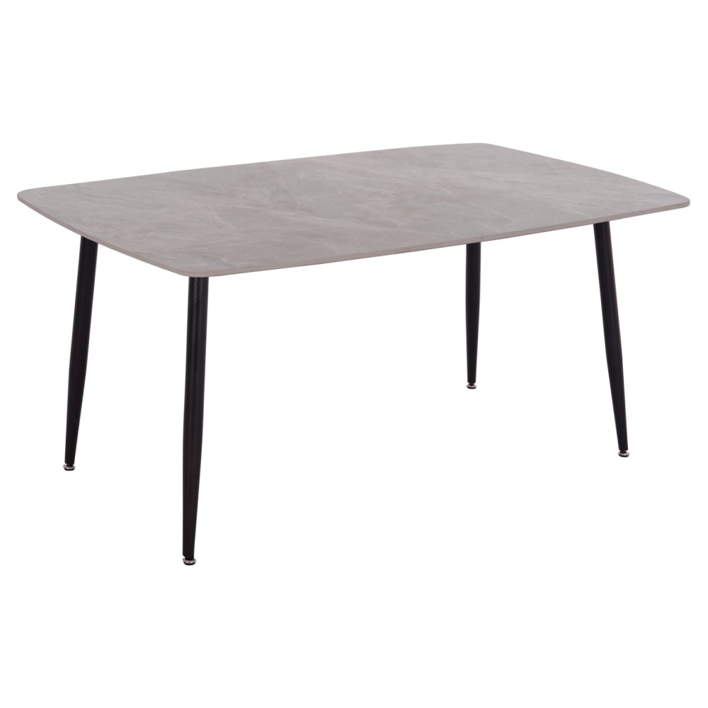 Τραπέζι Rav γκρι μαρμάρου sintered stone-μαύρο μέταλλο 160x90x75