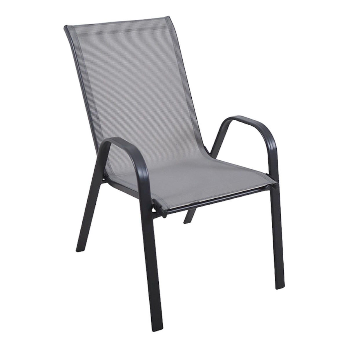 Πολυθρόνα κήπου "Roby" μέταλλο γκρι-textilene γκρι 55x75x95