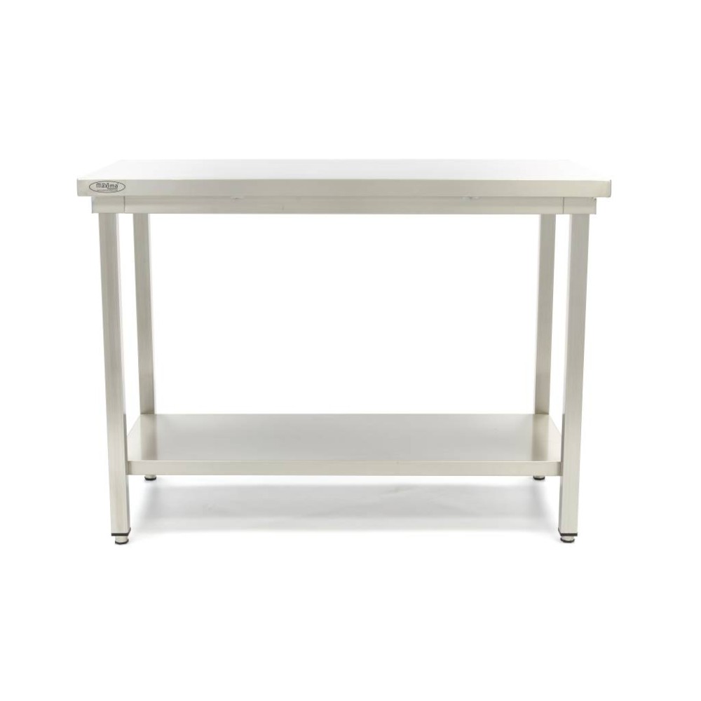 Stainless Steel Table - 80 x 60cm - Adjustable Height - with Storage Shelf