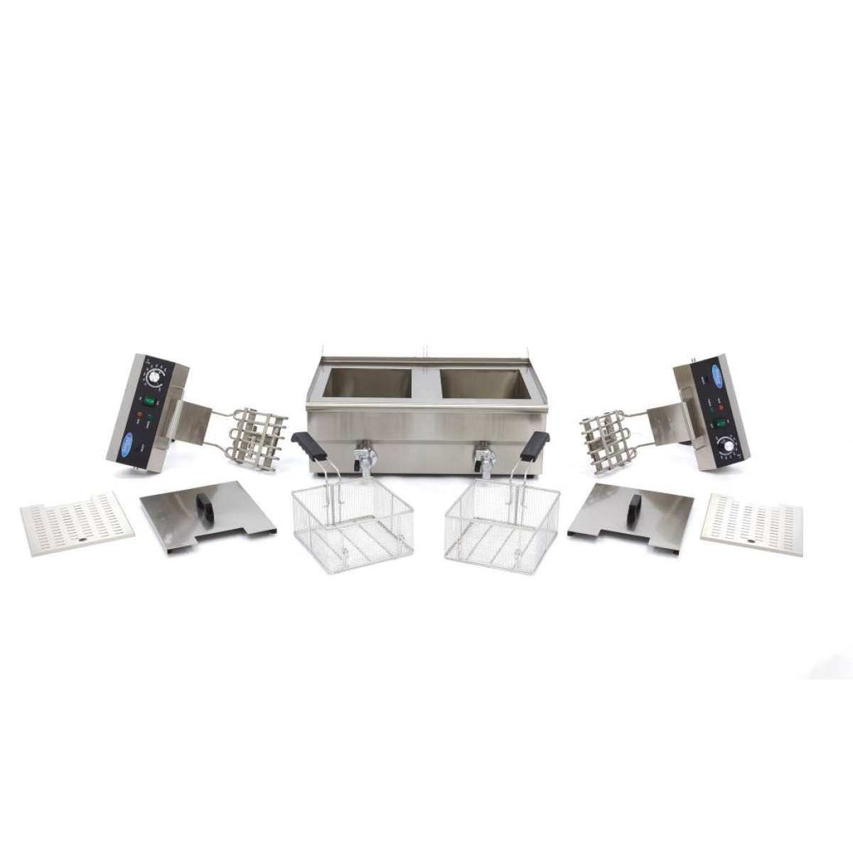 Deep Fryer - 2 x 16L - 2 Baskets - with Drain Tap