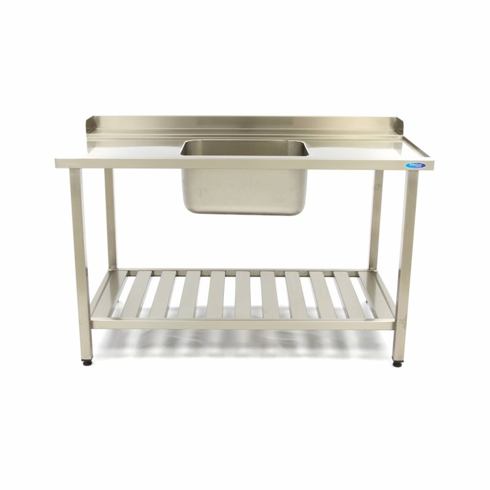 Dishwasher Table - 120 x 75cm - Right - with Sink and Backsplash - incl Storage Shelf