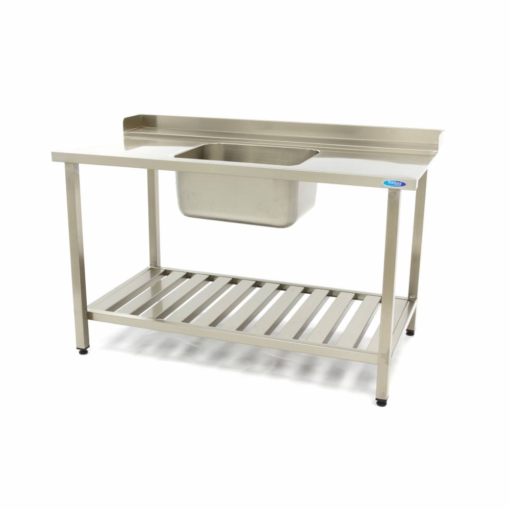 Dishwasher Table - 120 x 75cm - Right - with Sink and Backsplash - incl Storage Shelf
