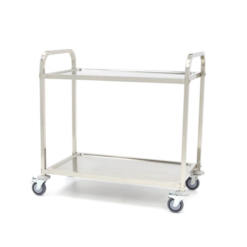 Stainless Steel Serving Trolley - 2 Shelves