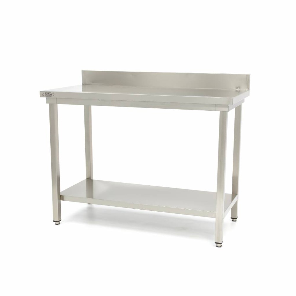 Stainless Steel Table - 180 x 70cm - Adjustable Height - with Backsplash