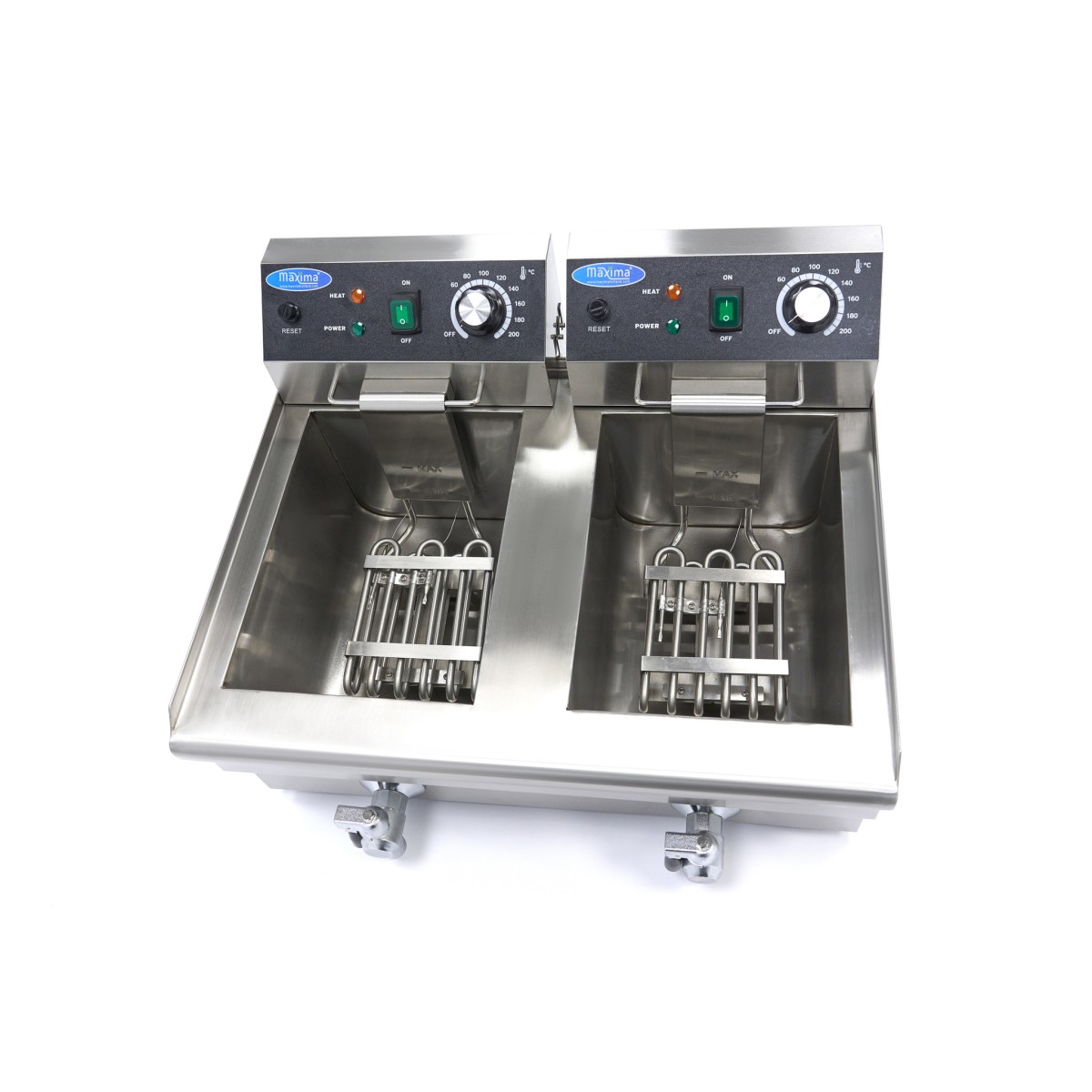 Deep Fryer - 2 x 10L - 2 Baskets - with Drain Tap